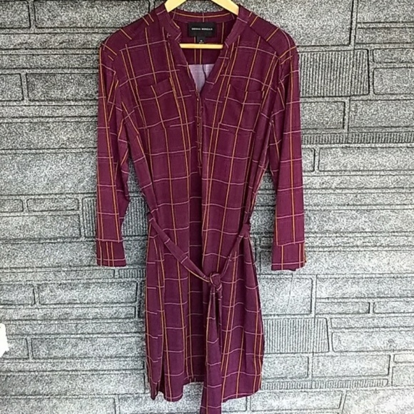 Donna Morgan Dresses & Skirts - Donna Morgan burgundy plaid shirt dress 14 BNWT